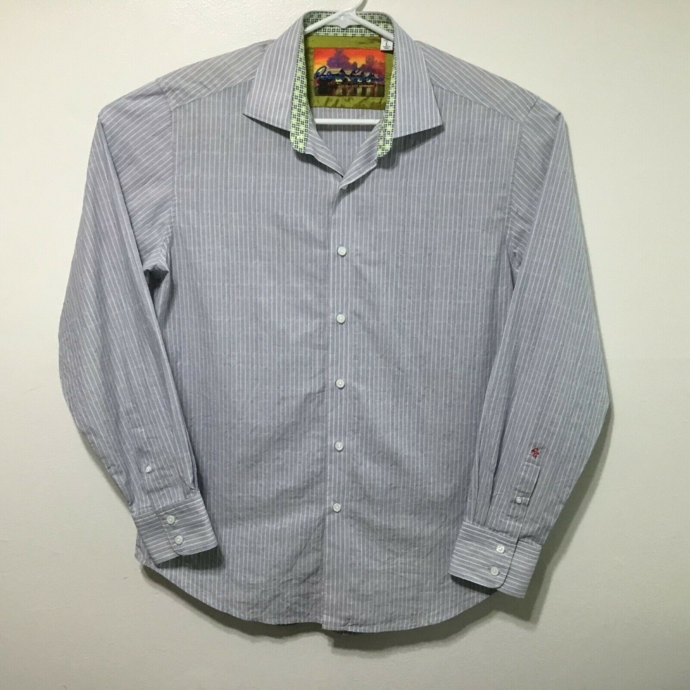 Robert Graham Large Gray Stripe Button Front Shirt